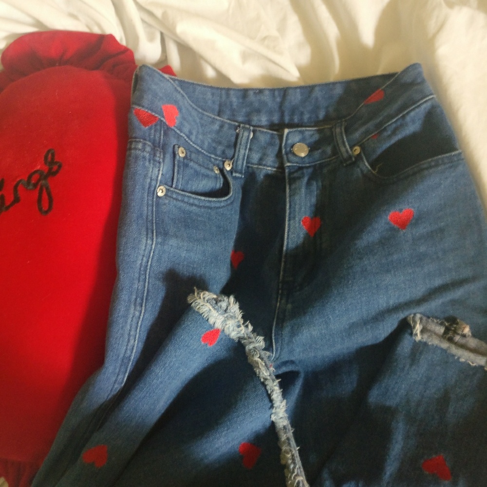 Lazy oaf wide legged heart jeans